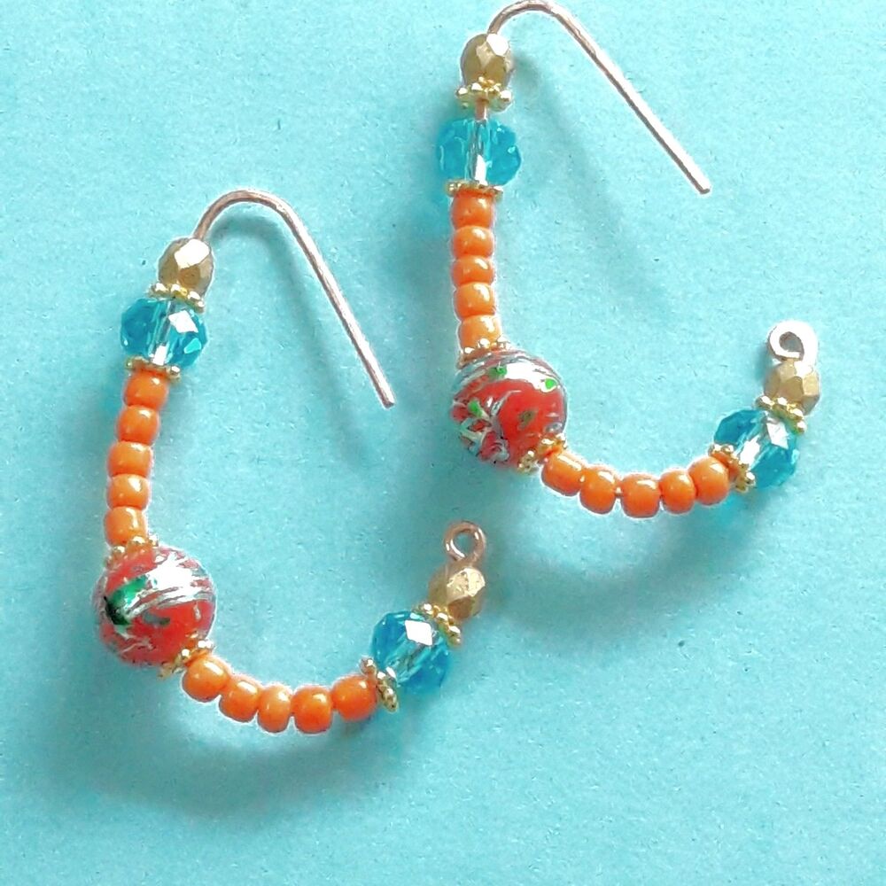 Orange Glass Copper Hooks Hidden Meaning earrings Meaning & Symbolism 608■
